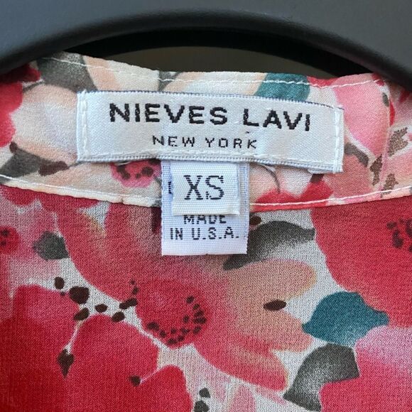 Nieves Lavi Cure Silk Top Blouse Pink Floral Print, Size XS - Picture 3 of 7